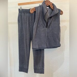Gray/Blue Sleeveless Vest and Jogger Set